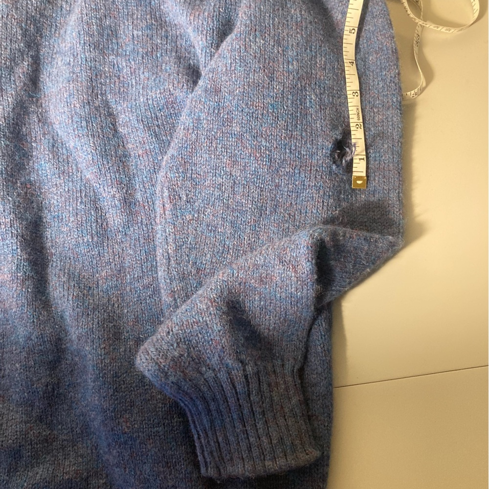 Made in Scotland Pure Wool Blue and Gray Argyle Cardigan *Flaws/ Distressed - Picture 7 of 10